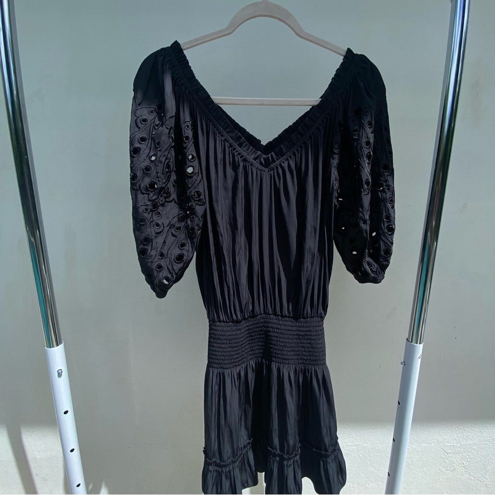 Ramy Brook Black Puff Sleeve Mini Dress Size Small